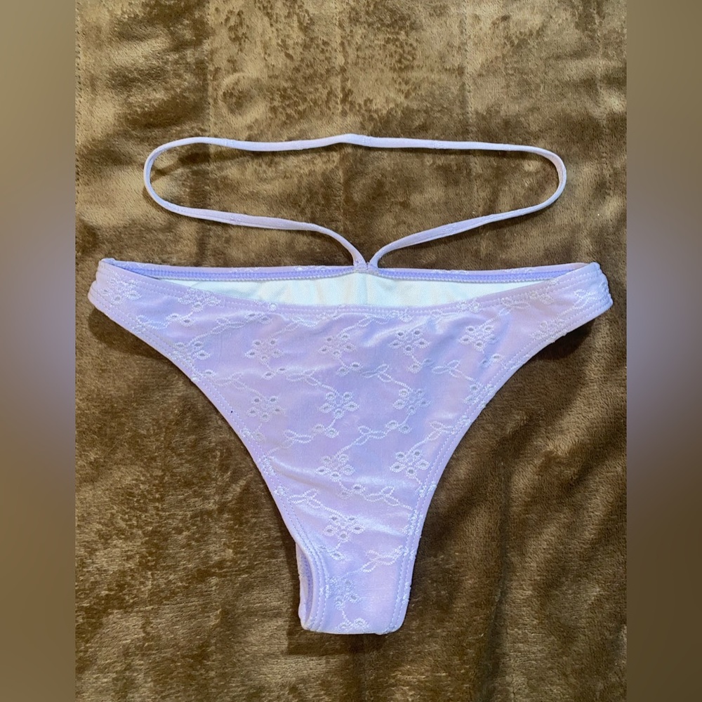 Thong bikini with waist string design • lavender purple • womens size small